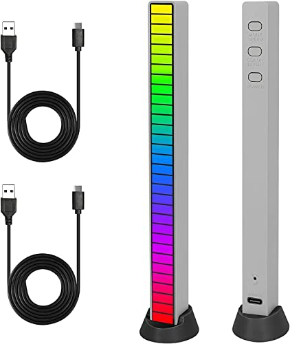 LED Lightbar,2pcs Musik Atmosphäre Partylicht USB-Aufladung Rhythm Recognition Light RGB Audio LED 32 Bit Led Sound Control Pickup Rhythm Lights mit Batterie für Autoparty im Freien