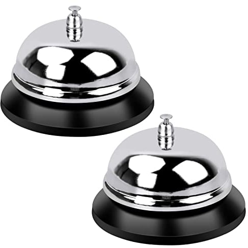 Pinsheng 2 Stück Rezeptionsklingel Edelstahl Tischklingel Rezeptionsglocke Verchromte Serviceglocke Klingel mit Klarem Klang für Küche Restaurant Hotels & Bars (Silber)