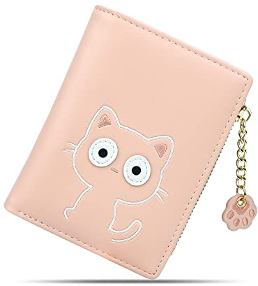 conisy Portefeuilles pour Femmes en Cuir, Petit Minces Portefeuilles avec Porte-Monnaie à Fermeture éclair et Anti RFID Blocage (Rose)