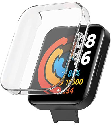 Funda Protectora para Reloj Redmi Watch 2 Lite, Funda Protectora Completa, Protector de Pantalla para Reloj Inteligente a Prueba de Polvo, Fácil de Instalar y Quitar (Blanco Transparente)
