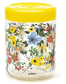 Excelsa Fiori Frida Vorratsglas mit Deckel, 800 ml, Glas