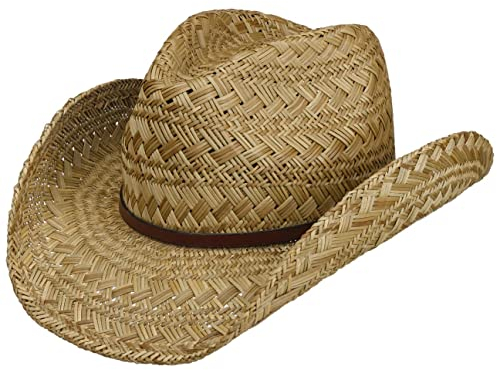 Lipodo Chapeau en Paille Tencova Western Homme/Femme - de Soleil D'Ete Ete Printemps-ete - L (58-59 cm) Nature