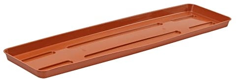 VERDENIA Blumentopf Untersetzer Draco - Blumenuntersetzer für Pflanzen und Kräuter Blumentopfuntersetzer für Außen - aus Kunststoff - Leicht und Stabil - Rechteckig - 60x15x2,5cm - Terracotta