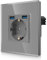 CNBINGO Einzelsteckdose mit 2× USB Anschluss (2 Typ-A total Max.2,1 Amp) - Einfach Glas Schuko Steckdose Unterputz - Grau Wandsteckdose mit Kindersicherung