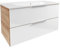 FACKELMANN B.Brillant Waschbeckenunterschrank – inklusive weißem Waschbecken aus Gussmarmor – Hängend und Front aus lackiertem Glas – Badschrank in Weiß & Eiche (100 x 56 x 50 cm)