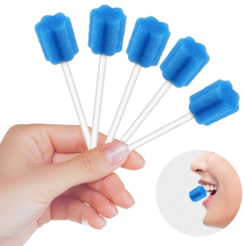 80 Piezas Esponja de Higiene Bucal, Desechable Oral Cuidado, Hisopos Bucales Desechables, Hisopos Dental Estéril Desechables, Limpieza Boca Hisopos, para Adultos, Ancianos, Niños (Azul)