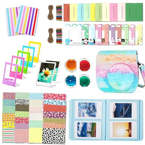 Leebotree Sofortbildkameras Kamera Zubehör Kompatibel mit Instax Mini 12 Sofortbildkamera beinhaltet Tasche/Album/Rahmenaufkleber/Eckaufkleber (Regenbogen)