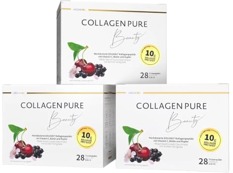 Spar-Set COLLAGEN PURE Beauty | Hochdosiert mit 10g | 4x mehr Kollagen als die Nummer 1 | Vitamin C | Biotin | Kupfer | Honig & Stevia | Glow Effekt | Schönheit von Innen (84 Stück)