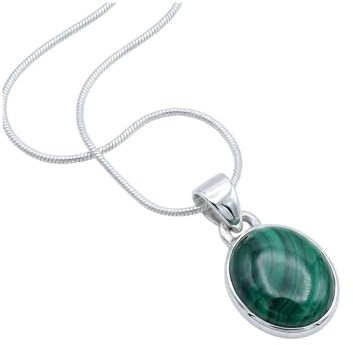 mantraroma echt Silberkette mit Malachit grüner Edelstein Damen Kettenanhänger 925 Sterlingsilber Halskette Geschenk