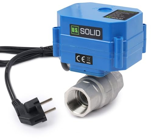 U.S. Solid 3/4 Motorisierter Kugelhahn mit Stecker 230V AC DN20, 2-Wege Edelstahl-Elektrokugelhahn, automatische Rückkehr, stromlos geschlossen