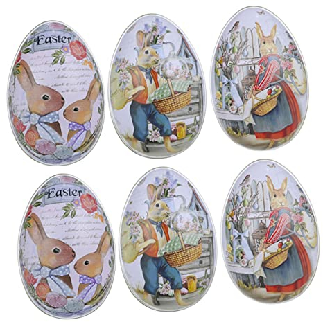 STOBOK 6st Süßigkeiten-box Mit Ostereiern Osterkeksdose Geschenkboxen Zu Ostern Blinde Ostereier Osterei Behälter Keksdosen Zu Ostern Ostereier Basteln Runde Dose Snack-glas Metall Eisen