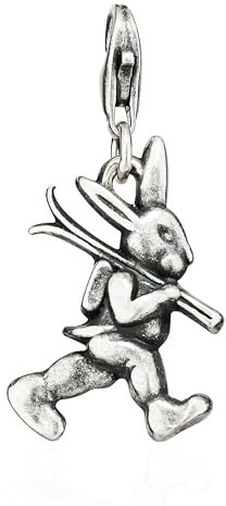 NKlaus Damen Charm-Anhänger Hase 925 Silber antik 21x14mm Schmuck für Bettelarmband Amulett 15665