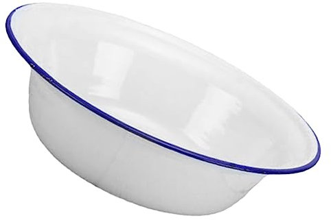 DECHOUS Enamel Bowl Retro Kitchen Lard Basin Decorative Soup Basin Height Enamelware Bowl for Mixing Dough and Serving