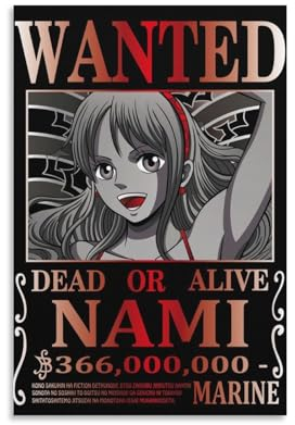 Anime-Poster One Piece Wanted, Nami 1, Gemälde auf Leinwand, Wandkunst, Poster, Rollbild, Wanddekoration, Heimposter, 20 x 30 cm