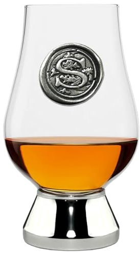 English Pewter Company Glencairn Personalised Whisky Glass with Monogram Initial - Unique Gifts for Men - with Your Choice of Initial 200ml [WGP219] (S)