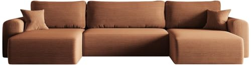 Kaiser Möbel, Sofa mit schlaffunktion, mit Bettkasten, Schlafsofa Capri, Designer U-Form Sofa, Modern Design Couch, Polsterecke, Freistehend, Stoff POSO Zigiel