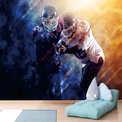 Lcythiazole Modern 3D American Football Stadium Wallpaper Mural - Customizable Peel and Stick Murals,Rugby Field Mural,Football Field Mural,for Teen Boys Room