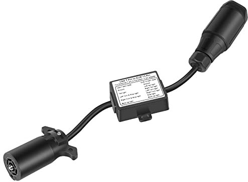 Yopeissn USA zu EuropäIscher AnhäNger Licht Konverter 7 Polige Flach Steckdose (US Fahrzeug) auf 13-Pin Rund Stecker (EU AnhäNger)