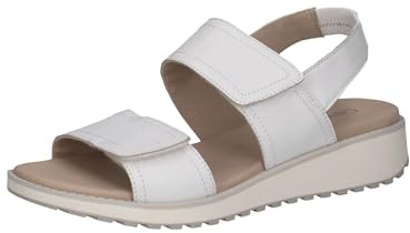 CAPRICE Damen Sandalen flach aus Leder Bequem, Weiß (White Nappa), 40 EU