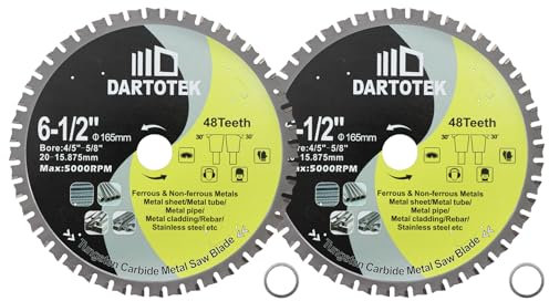 Lames de scie TCT 165mm, disque de coupe pour métal 48 dents, scie circulaire en carbure de tungstène pour fer, l'acier inoxydable, nickel, titane, métaux ferreux et tuyaux en acier,2 pièces