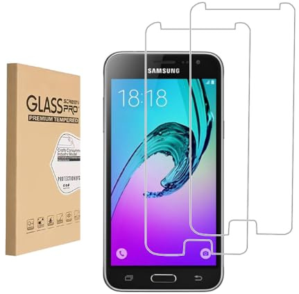[2 PCS] Protecteur d'écran en verre trempé,Conçu pour Samsung Galaxy J3（2016,Verre trempé/Résistant aux rayures/Couvrant uniquement la zone d'affichage