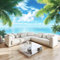 Fototapete Tropischer Strand Palmen Meer Vliestapete Wohnzimmer Schlafzimmer 250x175 cm Vlies Tapete Art Wandtapete UV-Beständig Wanddekoration Tapete