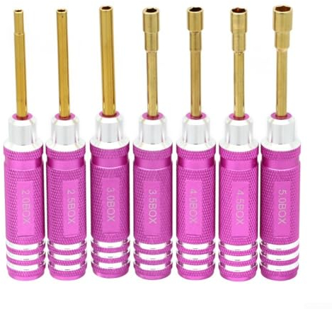 Zilimontt Innensechskant-Schraubendreher-Set, 2,0 mm, 2,5 mm, 3,0 mm, 3,5 mm, 4,0 mm, 4,5 mm, 5,0 mm, RC-Werkzeug-Steckschlüssel für ferngesteuerte Hubschrauber, Autos, Schiffe, Drohnen, 7-teilig