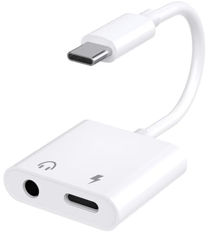 2 en 1 Adaptador USB C a Jack 3.5 mm y Carga Rapida PD 60W DAC Chip, Adaptador Auriculares Tipo C Compatible con iPhone 16 15 Pro Samsung Galaxy S24 S23 S22 S21 Xiaomi 13 12 Pixel 5 4