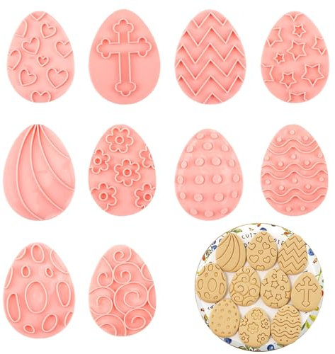 Set di 10 formine per biscotti pasquali 3D, in plastica, per cuocere e regali di Pasqua per bambini