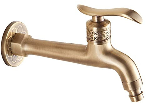 CAFIEDR Außenwasserhahn 1/2 Zoll Antiker Gartenwasserhahn Retro-Wasserhähne Waschwasserhahn Messing Außenwasserhahn Zapfen Kompatibel mit Balkon(Antik A)