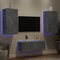 Furniture Item home 4-teilige TV-Wohnwand mit LED Beton Grau Holz-Möbel