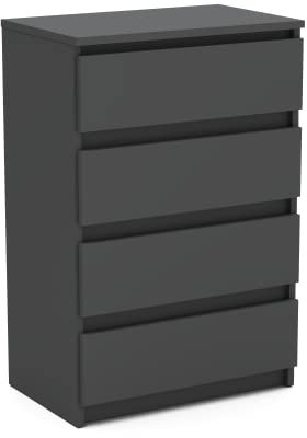 MRBLS_HOME Kommode mit 4 Schubladen Sideboard Schubladenschrank Kleiderschrank Modern Möbel mit Schubladen für Ihr Schlafzimmer (Grau Matt) – 60 x 92,5 x 33,5 cm (B/H/T)