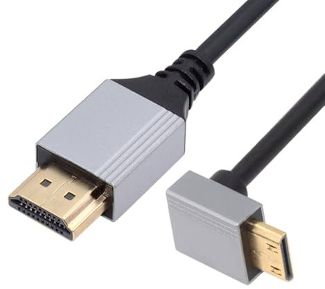 NFHK Câble HDTV ultra fin Mini HDMI 2.1 90 degrés incliné vers le haut 8K 4K Hyper Super Flexible Slim Cord Type-A to Type-C pour Caméra HDTV 50cm