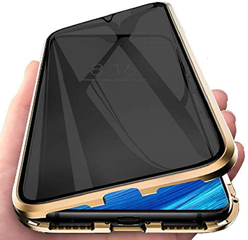 Anti-Espion Coque Compatible pour Samsung Galaxy S24 FE,360 Degrés Bumper Protection Housses Adsorption Magnétique Étui avec Objectif Caméra Arrière Cover,Film Verre Trempé Confidentialité,Or