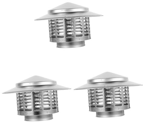 Ciieeo 3St Schornstein-Blitzkappe schornsteinabdeckung kaminabdeckung schornsteinhaube kaminrohr abdeckung Bausatz Trocknerentlüftung Loch Schornstein-Regenkappen Hausbedarf Edelstahl 304