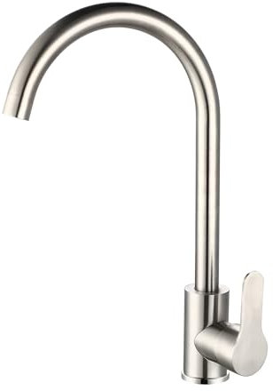 Marco Mammoliti | Miscelatore Lavello Cucina Monocomando Bocca Alta Biniox in Acciaio Spazzolato, Flessibile, 36,5x22x11cm