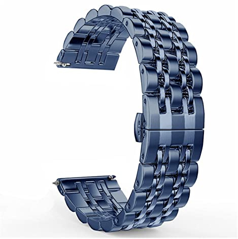 NASUNJIA Edelstahlband kompatibel mit Fossil Gen 6 4. 4mm Gen6 Metallband kompatibel mit Fossil Gen 5e 4. 4mm / Gen 5 lte 4 5mm Smartwatch-Armband-Armband(Blue)