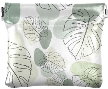 Monstera Geldbörse mit weißem Hintergrund, Kleingeldfach, PU-Leder, Mini-Geldbörse, Münzfach für Damen, Mädchen, Herren