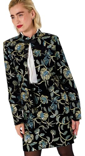 Joe Browns Women's Boutique Embroidered Velour Jacket, Black, 10