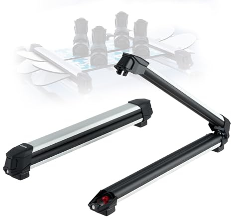 VEVOR Portaequipajes de Techo, para hasta 6 Pares de Esquís/4 Tablas de Snowboard, con Cerradura con Acolchado de Goma, para Transportar Cañas de Pescar y Patinetas, 915 x 85 x 100 mm, Negro