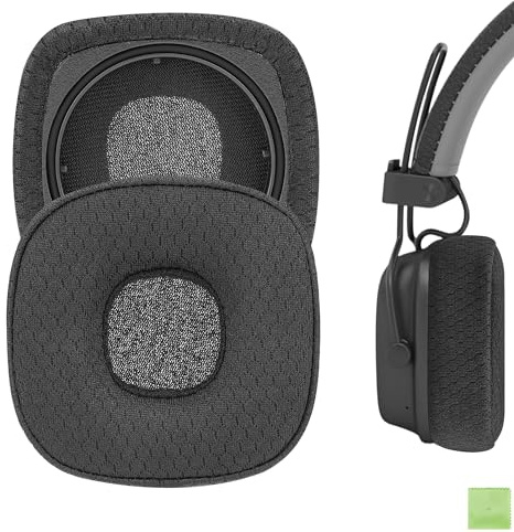 Geekria Comfort Mesh Fabric Replacement Ear Pads for Marshall Major V (1006832) Headphones Ear Cushions, Repair Parts (Black)