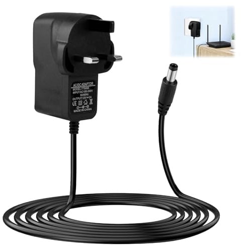 12V Power Adapter for BT-Openreach ONT EchoLife-HG612-Fibre-optic-Modem | Power Supply Cord Replacement Cable for ONT ECI Router Desk Lamp Atomizer,1m UK Plug