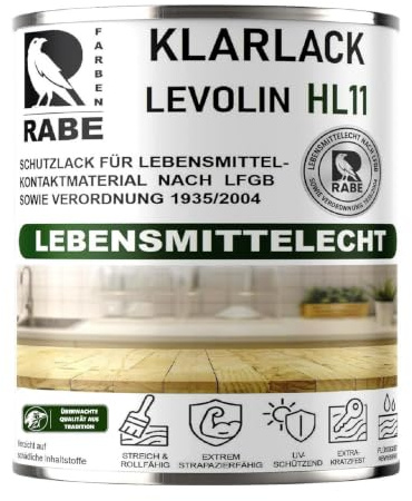 RABE Klarlack Levolin HL11 Matt Lebensmittelecht LFGB + 1935/2004 Versiegelung Möbellack Holz (1, Transparent, 500ml.)