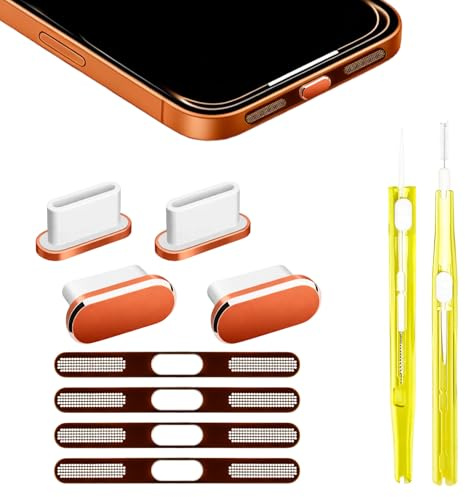 Mewneap Phone Cleaning Kit with USB C Anti Dust Plug, 10pcs Dustproof Charging Port Cover & Speaker Mesh & Cleaning Tools, Phone Accessories for iPhone 17 Pro/17/16 Pro/16/15 Pro/15, NOT for Max
