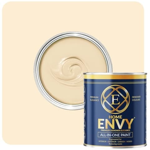 ENVY All-in-One Paint - High Coverage Paint for Interior & Exterior Walls, Wood & Furniture | Multi Surface Paint & Primer | Designer Colours For All Walls - My Magnolia - 5L - Matt