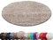 HomebyHome Teppich Rund Hochflor 200 cm Rund - Shaggy Runder Teppich Wohnzimmer Beige Extra Weich und Flauschig - Waschbarer Langflor Teppiche für Schlafzimmer, Küche, Flur - Carpet, Halı, Kilim