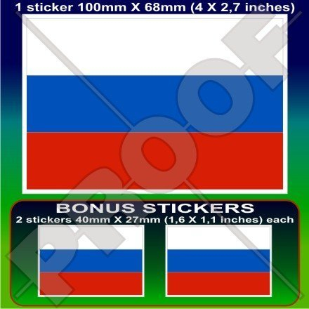 RUSSLAND Russische Föderation Flagge 100mm Auto & Motorrad Aufkleber, Vinyl Sticker x1+2 BONUS