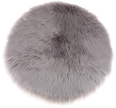 F Fityle Coussin De Siège Rond Moelleux en Fausse Fourrure, Tapis en Peau De Mouton Shaggy, Accessoires De Photo - Gris 40cm