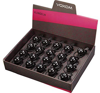 Voxom Klingel KL15D Displaybox für 22, 2-31, 8mm Lenker, O-Ring Inhalt: 20x schwarz, CDBL0049 Klingeln & Hupen, m
