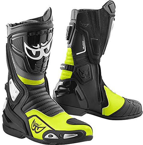 Berik Donington Stivali Moto, nero/giallo fluo, 41